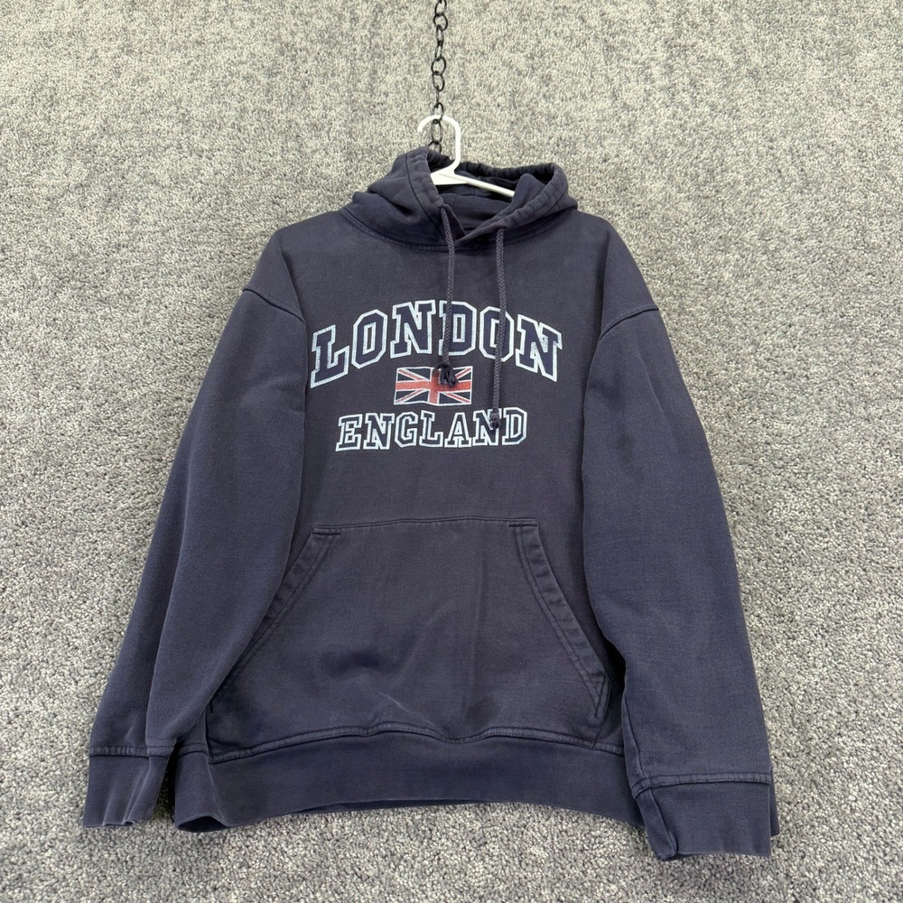 Goldmedal Hoodie Mens XL Navy Blue London England Union Jack Graphic
